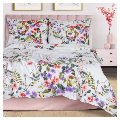 Pościel z bawełny satynowej 220x200 Kolorowe Kwiaty