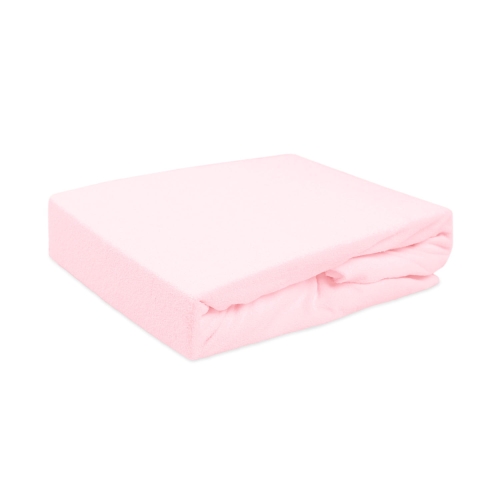 Prześcieradło 90x200 frotte z gumką w kolorze jasno różowym