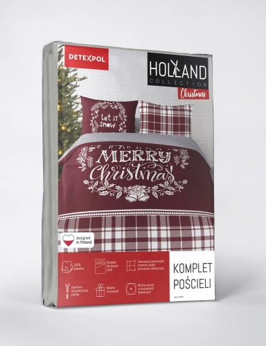 Komplet pościeli świątecznej czerwona Merry Christmas 160x200 Holland