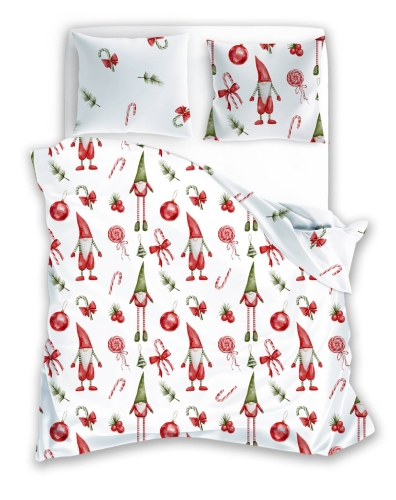 Pościel bawełniana świąteczna 140x200 Skrzat