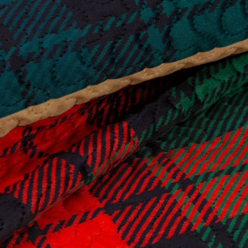 Narzuta świąteczna 220x240 zielono czerwona Star