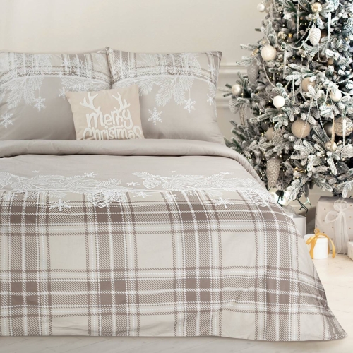 Pościel satyna bawełniana świąteczna 140x200 Holly