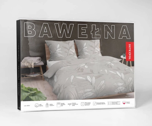 Pościel bawełniana beżowa 160x200 w liście