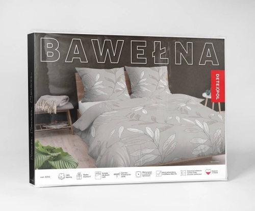 Pościel bawełniana beżowa 220x200 w liście