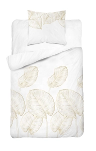 Pościel satyna bawełniana biała Home Satin 140x200 w złote liście