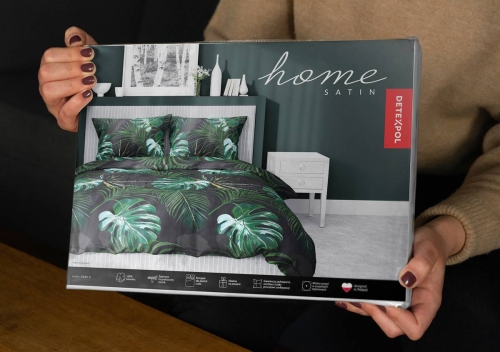 Pościel satyna bawełniana Home Satin 180x200 zielone liście monstery