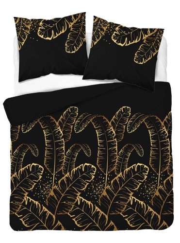 Pościel satyna bawełniana czarna Home Satin 220x200 w złote liście