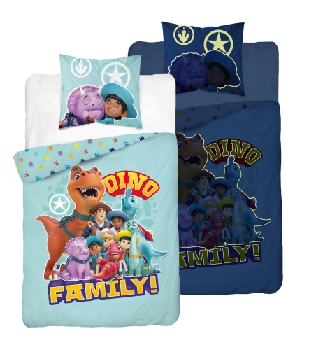 Pościel bawełniana świecąca 140x200 Dinozaury