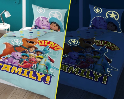 Pościel bawełniana świecąca 140x200 Dinozaury