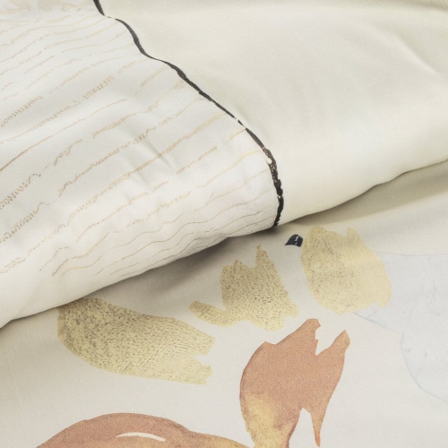 Pościel makosatyna bawełniana kremowo beżowa w kwiaty 220x200 Premium