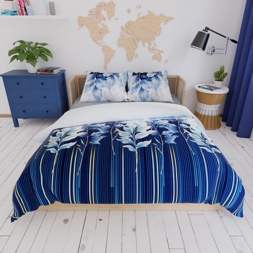 Komplet pościeli z bawełny satynowej 160x200 Indigo