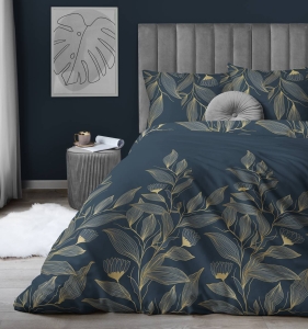 Pościel satyna bawełniana Home Satin 220x200 w złote liście 