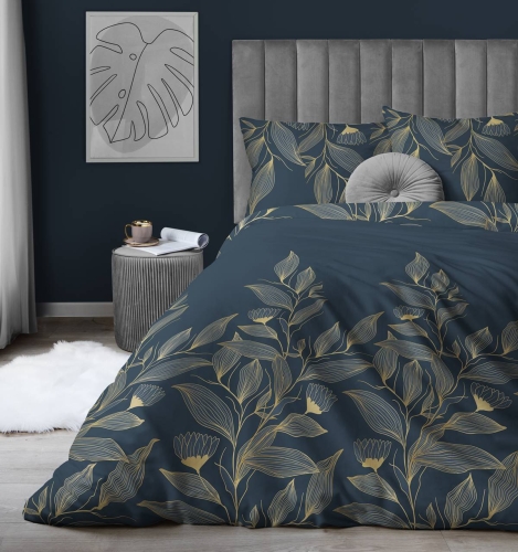 Pościel satyna bawełniana Home Satin 220x200 w złote liście 