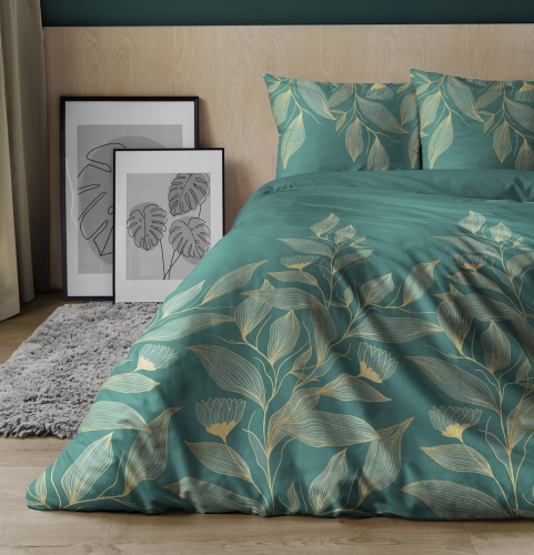Pościel satyna bawełniana Home Satin 140x200 w złote liście