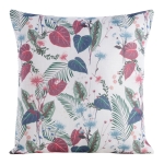 Poszewka dekoracyjna biała Flore 45x45 w kwiaty i liście