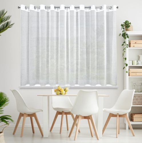 Firanka gotowa Molly 350x150 biała z kryształkami przelotki
