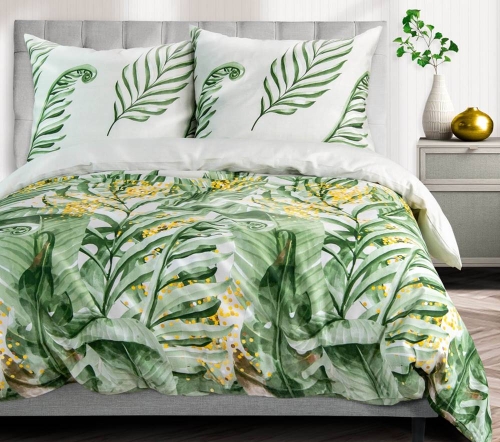 Komplet pościeli z bawełny satynowej 220x200 w liście