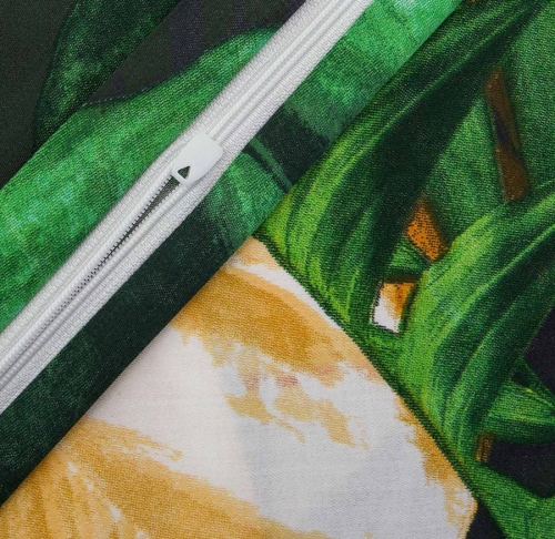 Komplet pościeli z bawełny satynowej 180x200 w liście monstery