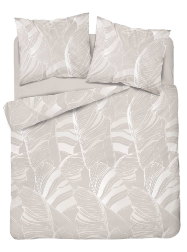 Pościel satyna bawełniana Home Satin beżowa 220x200 w liście