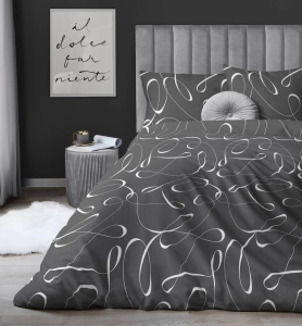 Pościel satyna bawełniana Home Satin 160x200 grafitowa biała