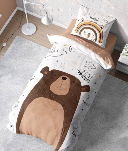 Pościel bawełniana dziecięca 160x200 Brązowy Miś