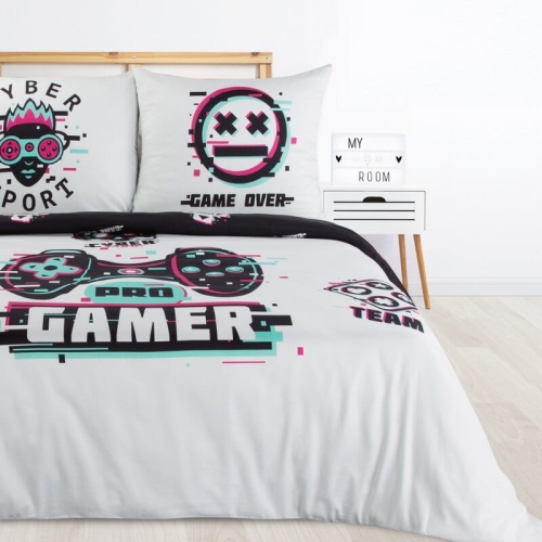 Komplet pościeli bawełnianej dziecięcej D91 160x200 Cyber Gamer