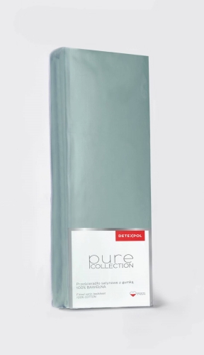 Prześcieradło Pure 160x200 satynowe z gumką w kolorze miętowym
