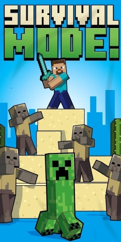 Ręcznik bawełniany dziecięcy licencyjny 70x140 Minecraft Survival