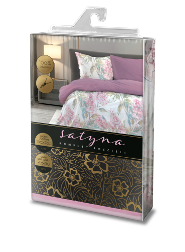 Pościel satyna bawełniana Elegant 160x200 w kwiaty bzu