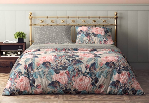 Pościel bawełniana Flovery 220x200 w różowe róże