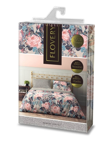 Pościel bawełniana Flovery 220x200 w różowe róże