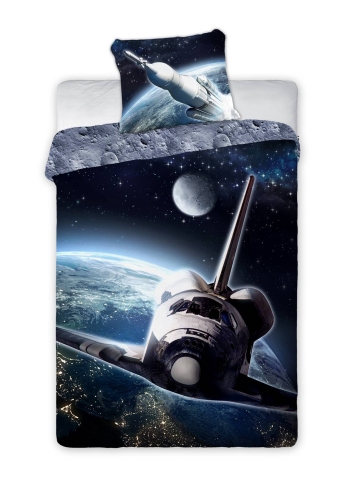 Pościel bawełniana 140x200 Kosmos - Mały Statek Kosmiczny