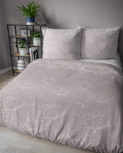 Pościel bawełniana 100% beżoworóżowa 160x200 w kwiaty
