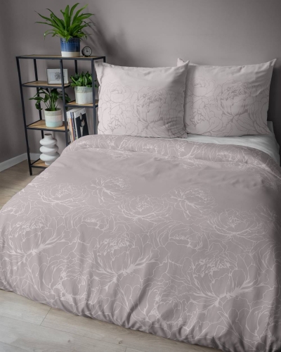 Pościel bawełniana 100% beżoworóżowa 160x200 w kwiaty