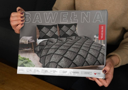 Pościel bawełniana 100% czarno beżowa 160x200