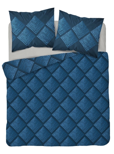 Pościel bawełniana 100% granatowa 160x200 w geometryczny wzór