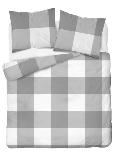 Pościel bawełniana 100% popielato biała 220x200 w kratkę