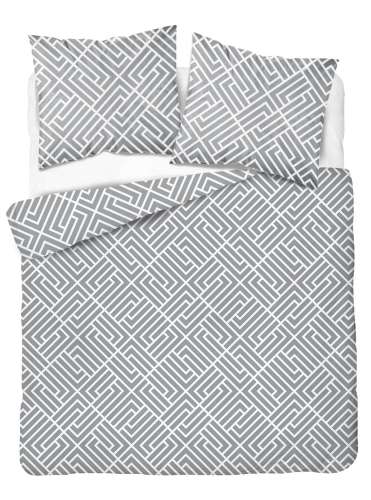 Pościel bawełniana 100% popielata 220x200 wzór geometryczny