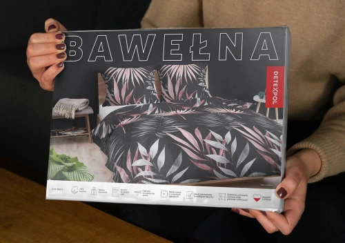 Pościel bawełniana 100% grafitowo różowa 160x200