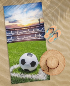Ręcznik bawełniany dziecięcy plażowy 70x140 Piłka Nożna Stadion