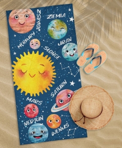 Ręcznik bawełniany dziecięcy plażowy 70x140 Układ Słoneczny