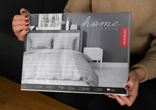 Pościel satyna bawełniana Home Satin popielata 220x200 w pionowe pasy