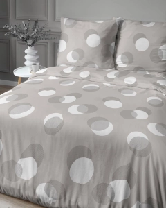 Pościel satyna bawełniana Home Satin beżowa 220x200 w grochy