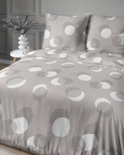 Pościel satyna bawełniana Home Satin beżowa 220x200 w grochy