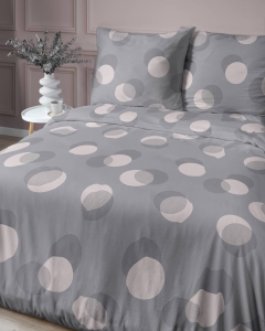 Pościel satyna bawełniana Home Satin popielata 220x200 w grochy