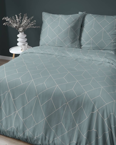 Pościel satyna bawełniana Home Satin miętowa 220x200 we wzór geometryczny