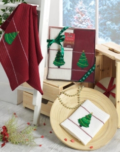 Ręczniki świąteczne haftowane 40x60x2 z choinkami