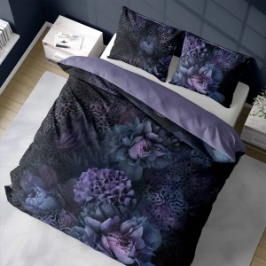 Pościel bawełniana Holland 220x200 fioletowo czarna