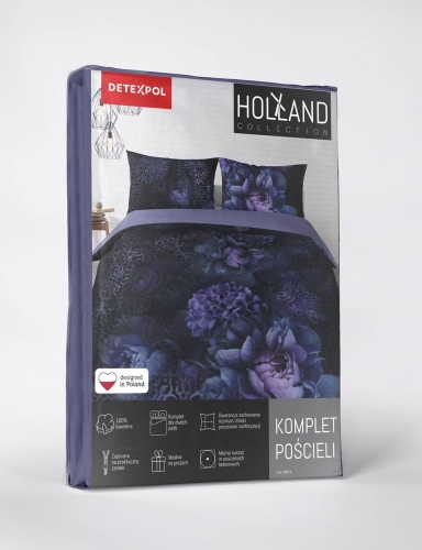 Pościel bawełniana Holland 220x200 fioletowo czarna