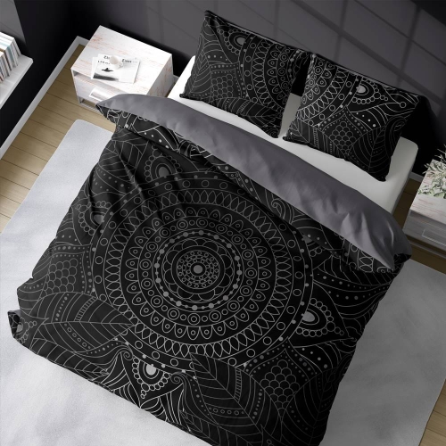 Pościel bawełniana czarno popielata Holland 160x200 Mandala